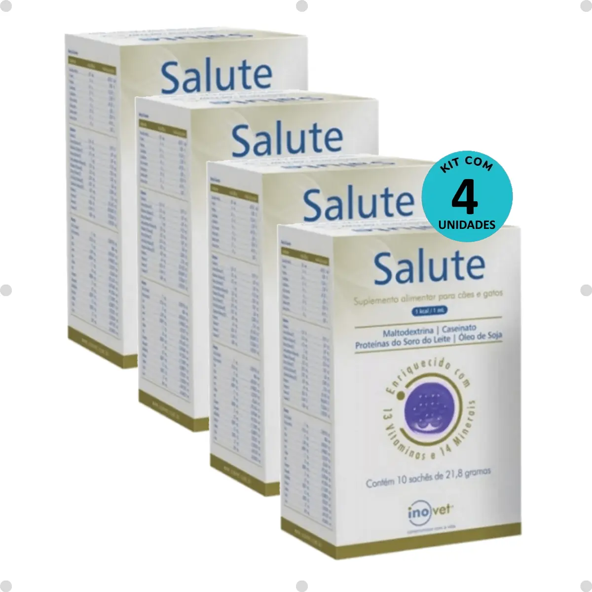 Kit 4 Salute Suplemento Alimentar para Cães e Gatos C/ 10 Sachês 21,8g cada- Inovet