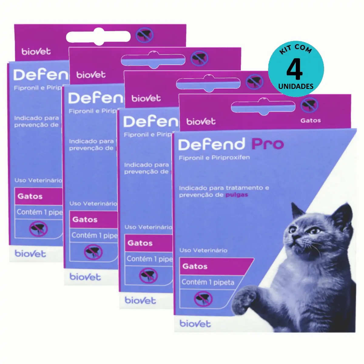 Kit 4 Defend Pro Gatos - Biovet