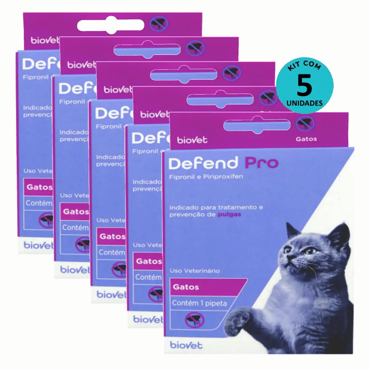 Kit 5 Defend Pro Gatos - Biovet