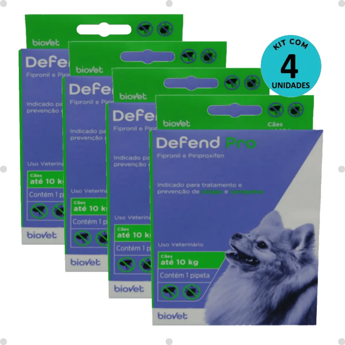 Kit 4 Defend Pro Cães (Até 10kg) - Biovet
