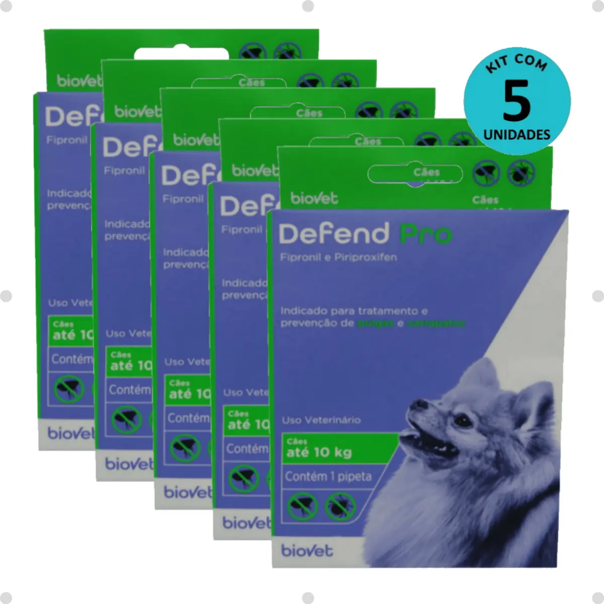 Kit 5 Defend Pro Cães (Até 10kg) - Biovet