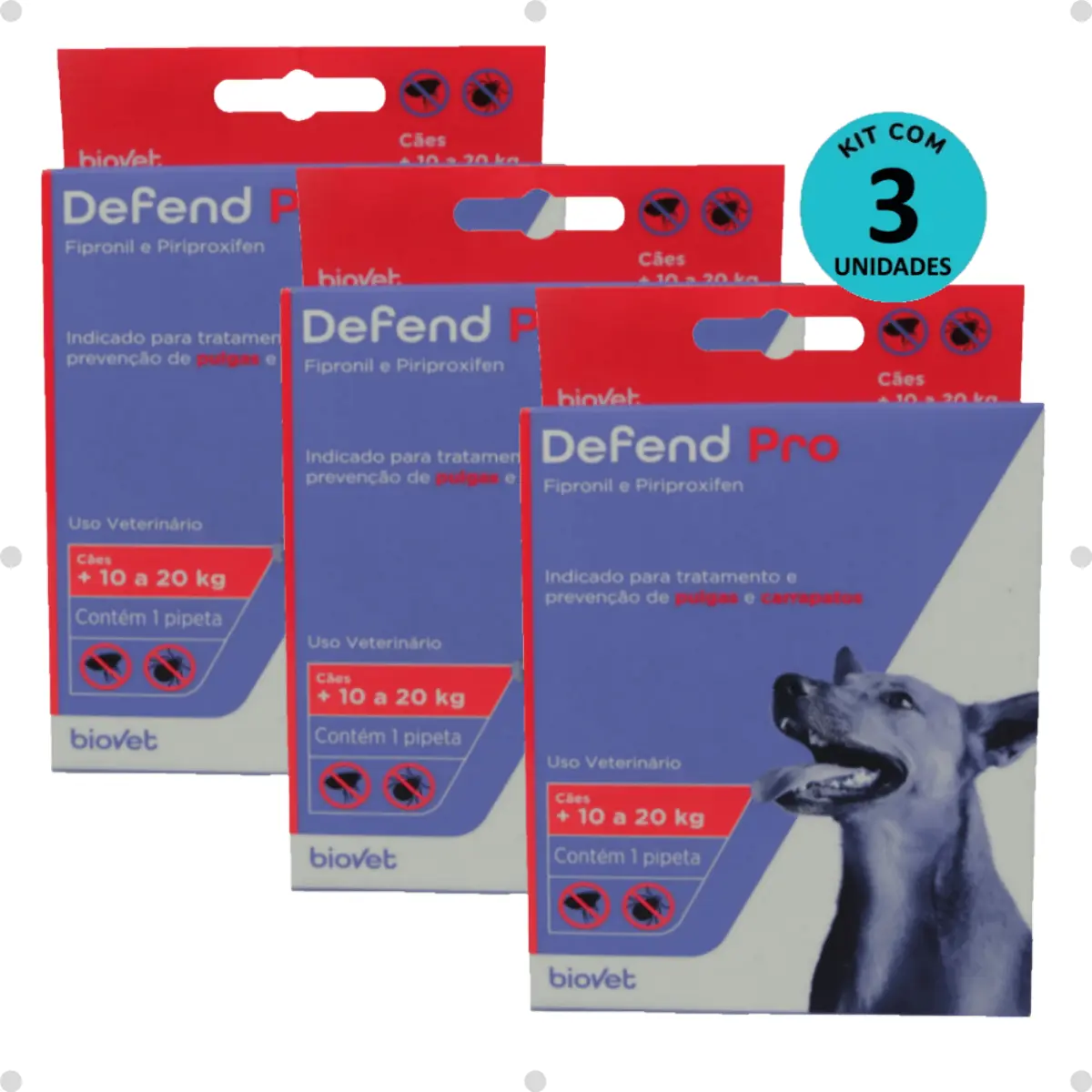 Kit 3 Defend Pro Cães (11 - 20kg) - Biovet