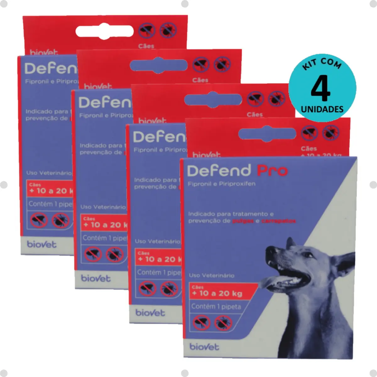 Kit 4 Defend Pro Cães (11 - 20kg) - Biovet
