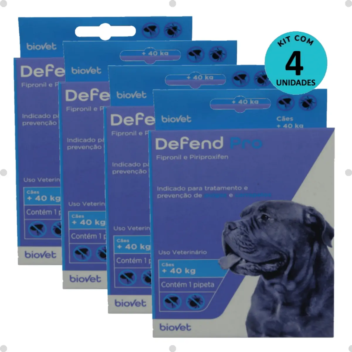 Kit 4 Defend Pro Cães (Acima 40kg) - Biovet
