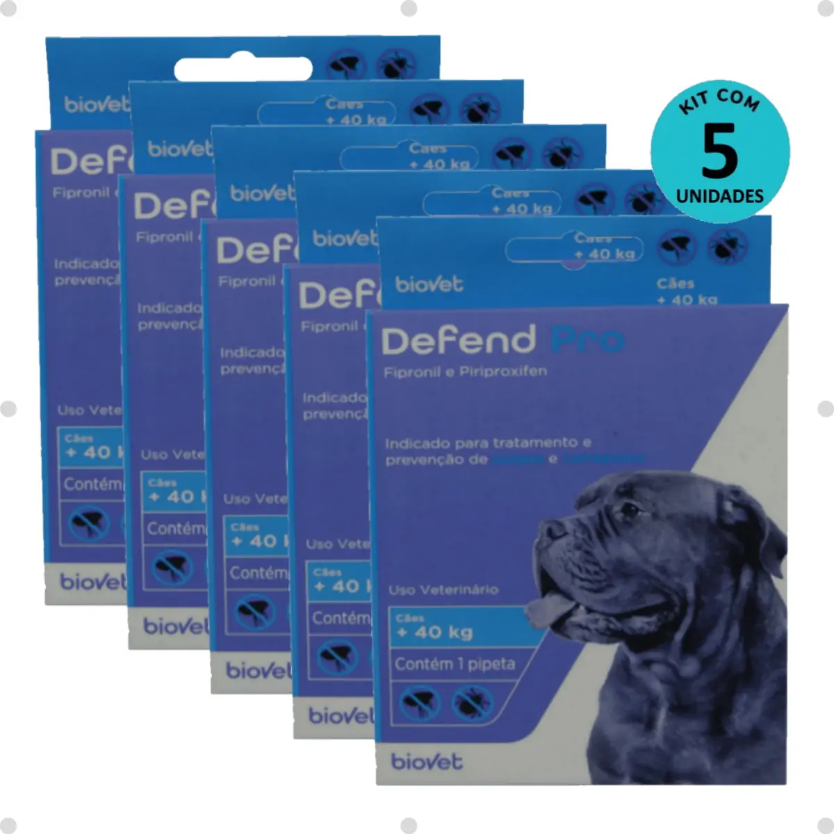 Kit 5 Defend Pro Cães (Acima 40kg) - Biovet