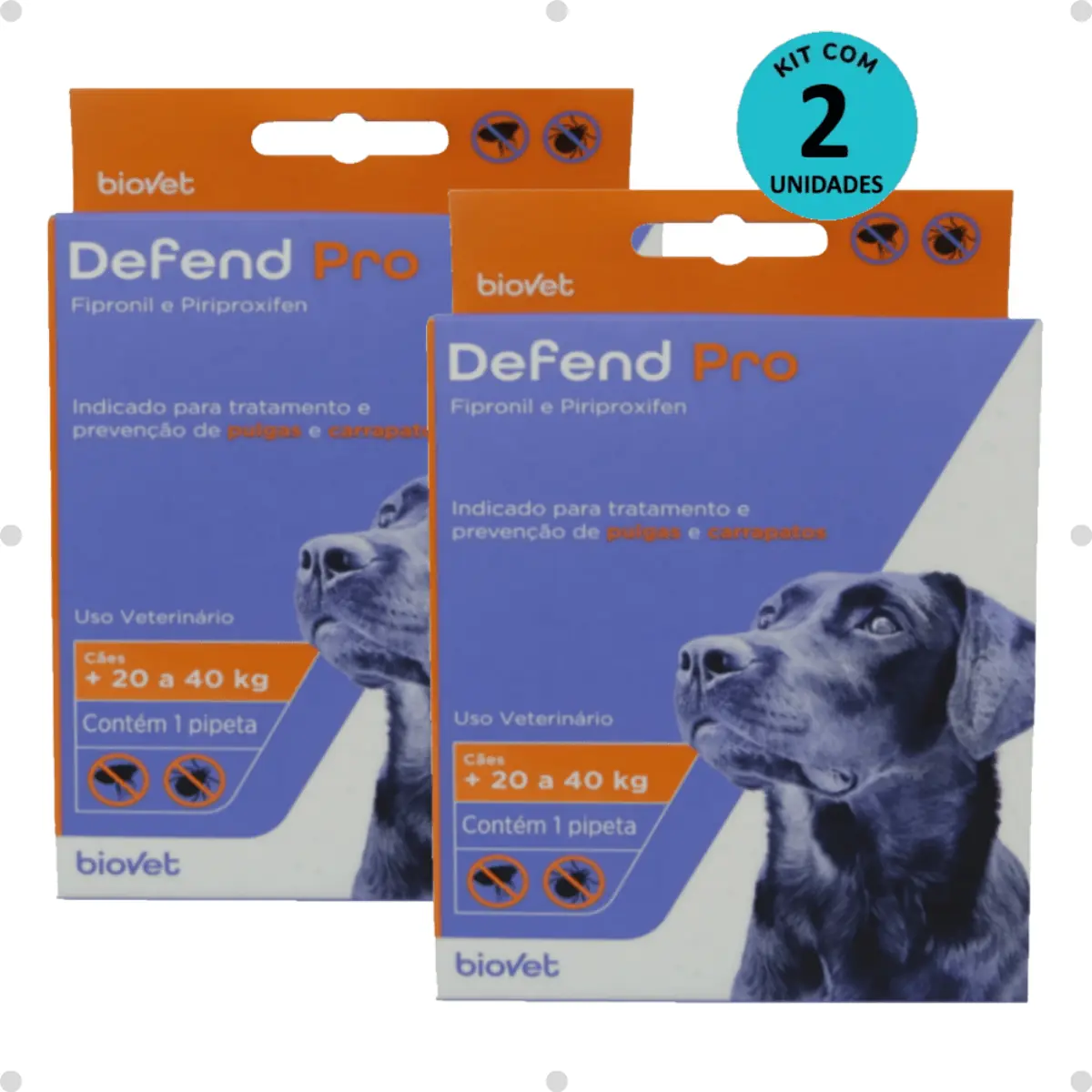 Kit 2 Defend Pro Cães (21 a 40kg) - Biovet