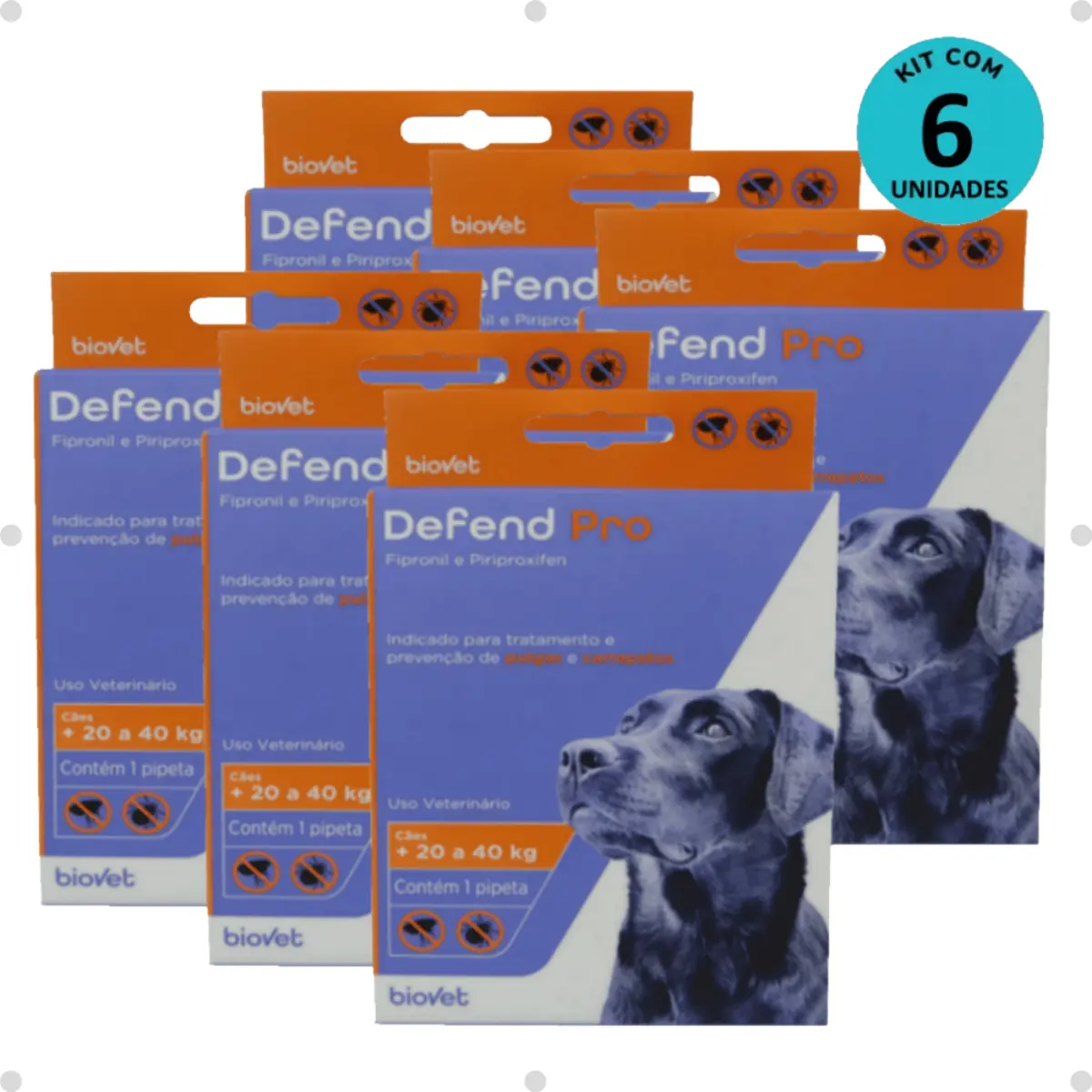 Kit 6 Defend Pro Cães (21 a 40kg) - Biovet