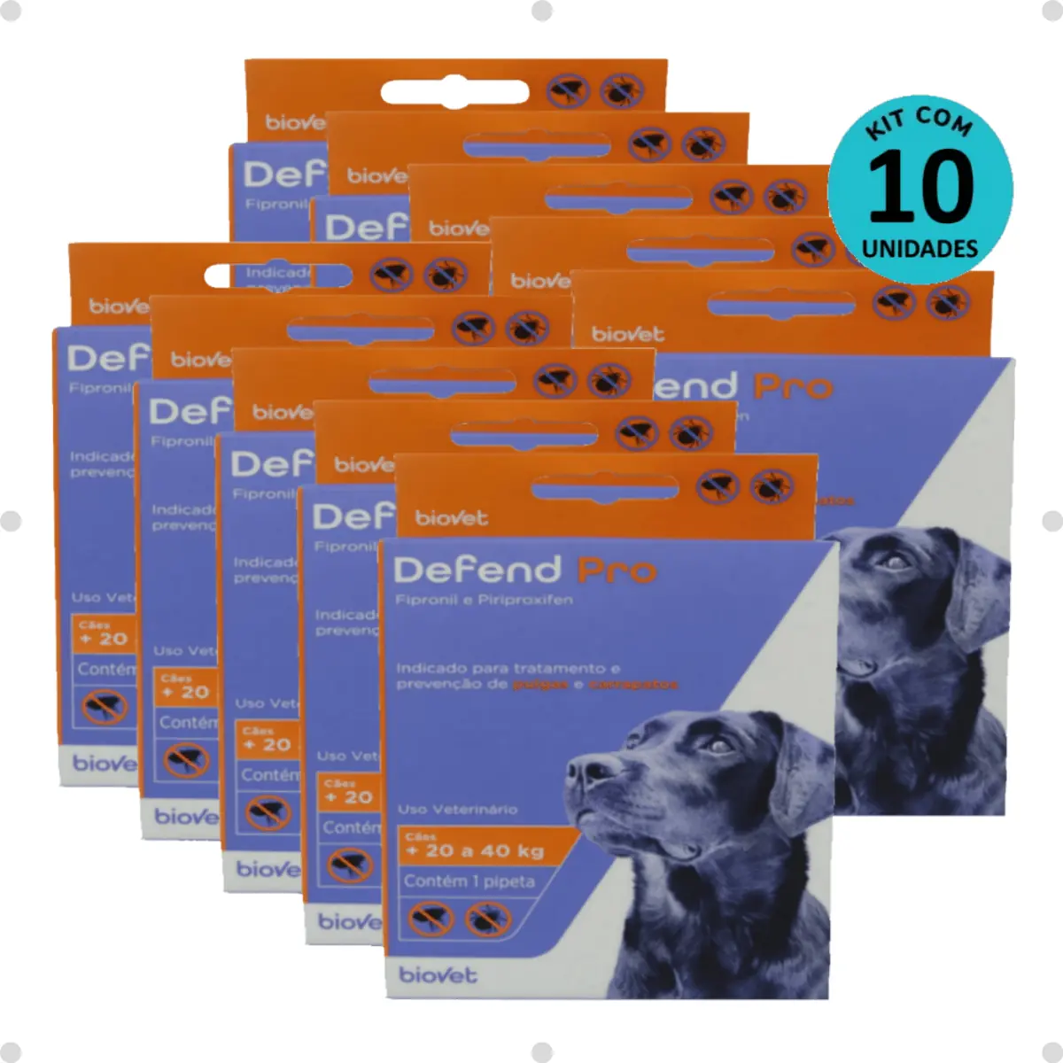Kit 10 Defend Pro Cães (21 a 40kg) - Biovet