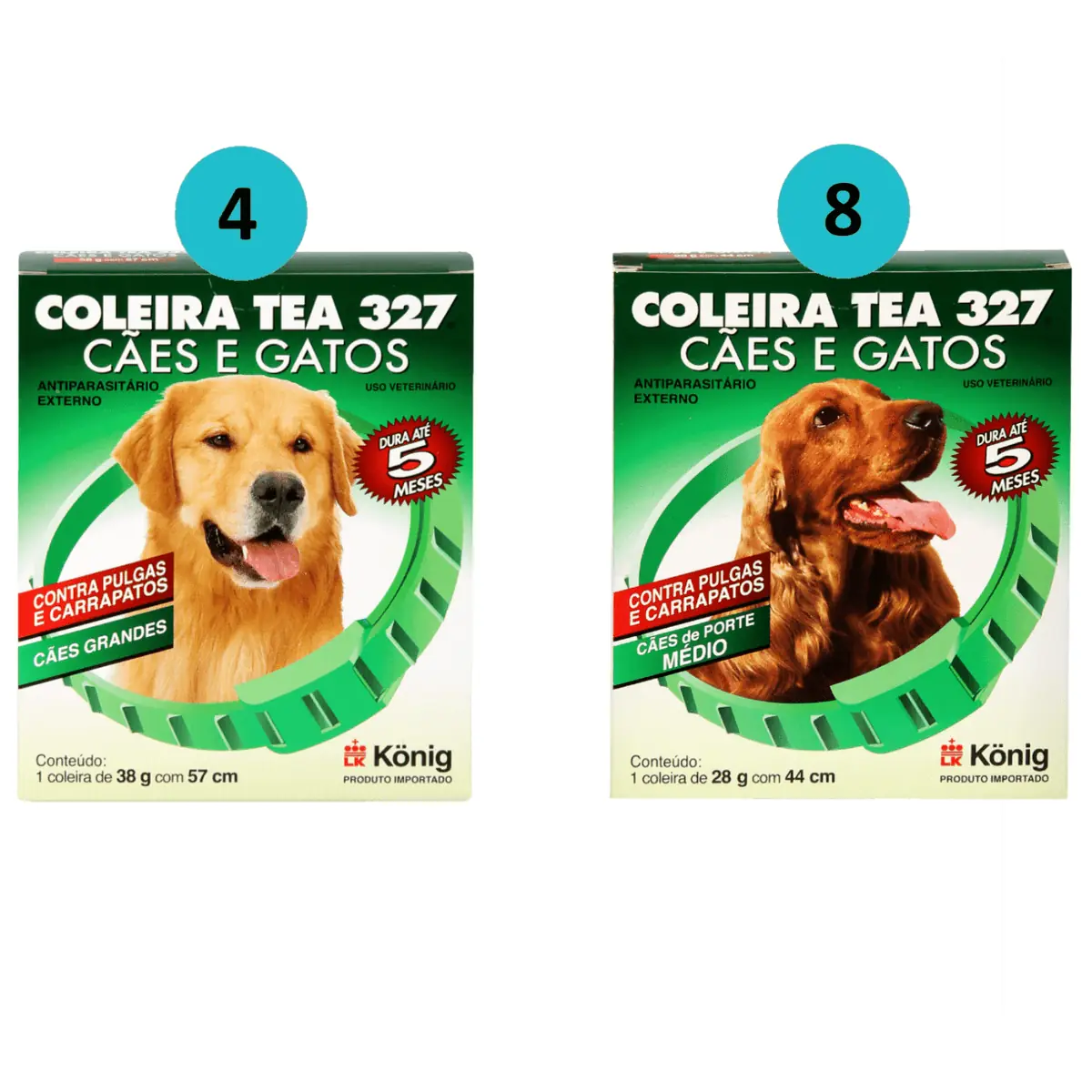 Kit 4 Coleiras TEA Cães 57cm Grande + 8 Coleira TEA Cães 44cm Méd. Konig