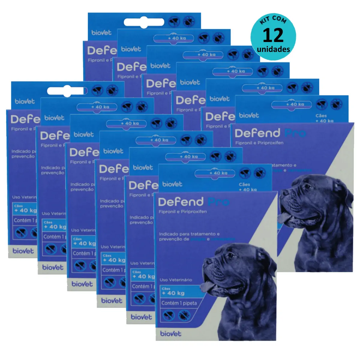 Defend Pro Cães Acima 40kg Kit com 12 unidades Biovet