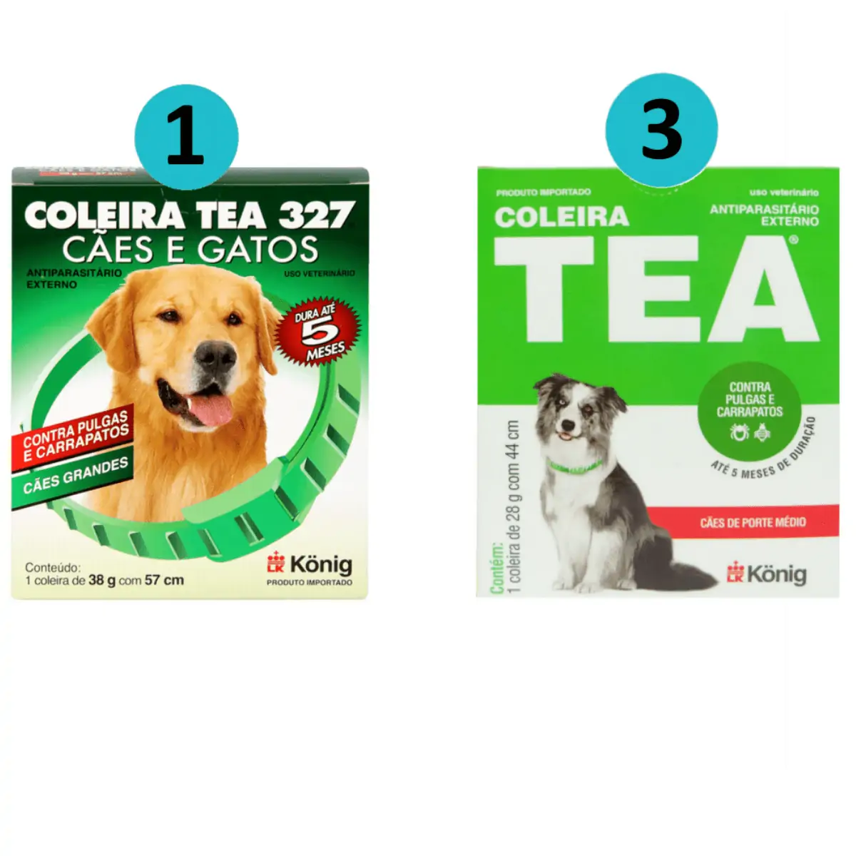 Coleira Cão Contra Pulga/Carrapato M com 3 unid. + 1 Coleira G König
