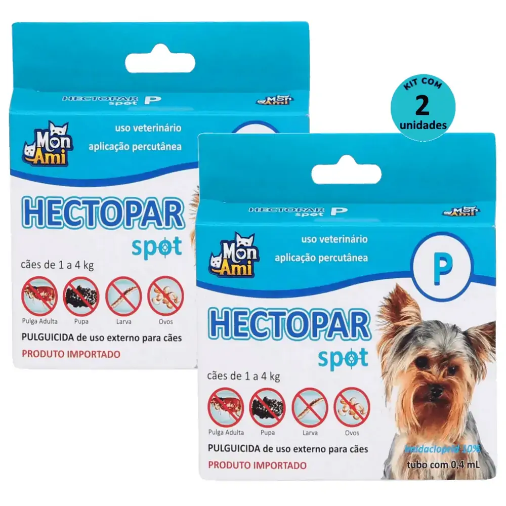 Hectopar Mon Ami (P) 0,4ml - Cães de 1 a 4kg Kit C/ 2 unidades