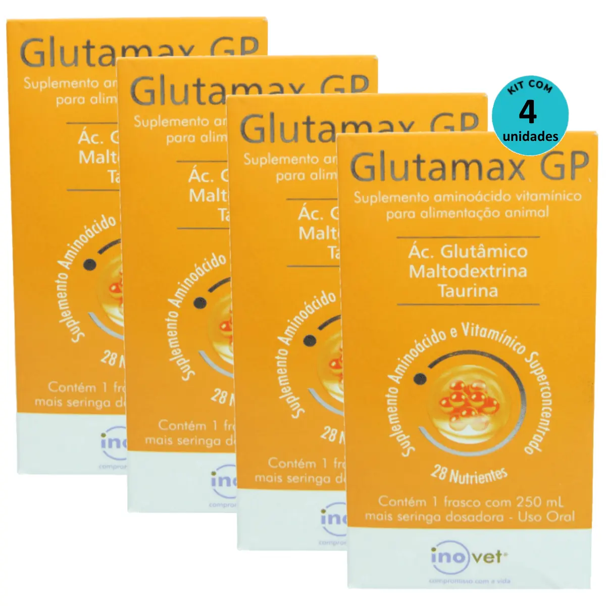 Glutamax GP Suplemento Para Animais 250ml Inovet Kit C/ 4