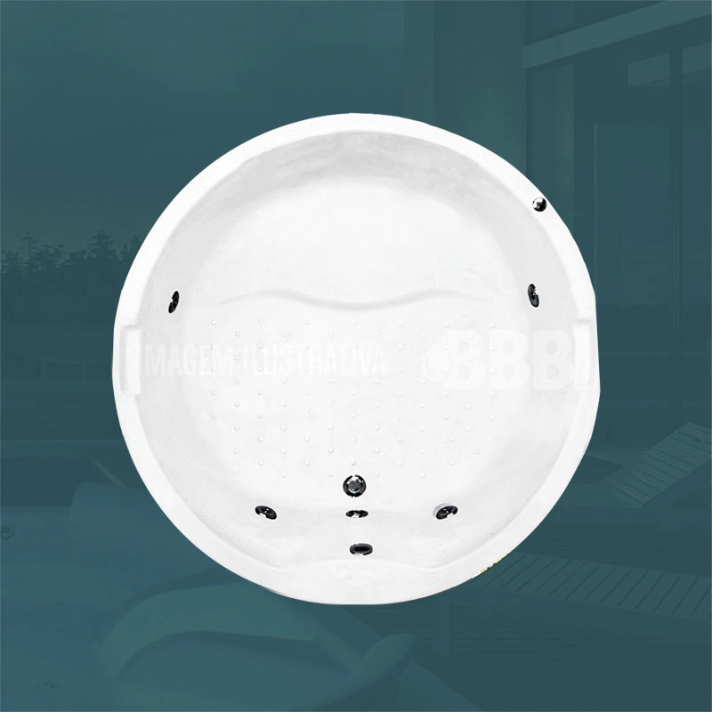 Banheira Redonda Caribe Com Hidro Em Acrilico (1,48 X 1,48 X 0,43) 220 v
