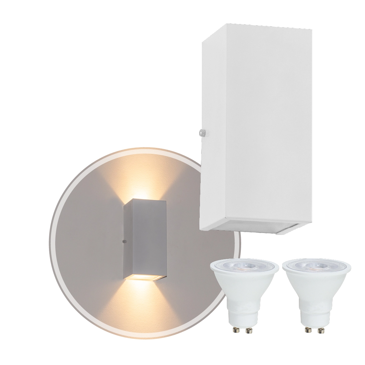 Kit 3x Arandelas Duplo Facho Longo Branca + Lâmpada Led Gu10 6w 6500k St187